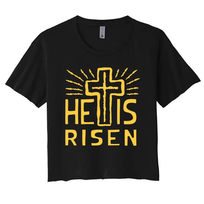 Christian Easter Jesus Christ Is Risen Women's Crop Top Tee