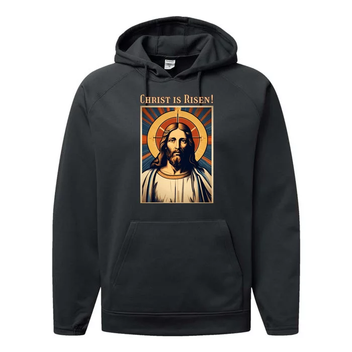 Christian Easter Jesus Christ Is Risen Performance Fleece Hoodie