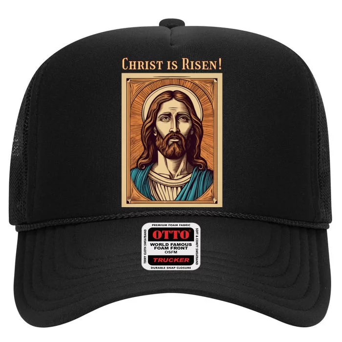 Christian Easter Jesus Christ Is Risen High Crown Mesh Trucker Hat