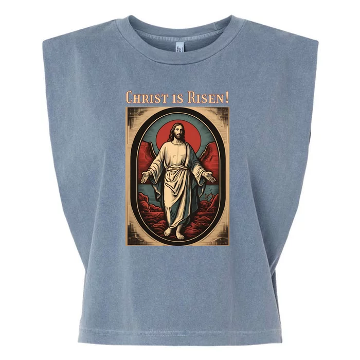 Christian Easter Jesus Christ Is Risen Garment-Dyed Women's Muscle Tee