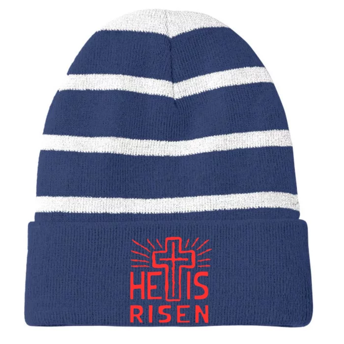 Christian Easter Jesus Christ Is Risen Striped Beanie with Solid Band