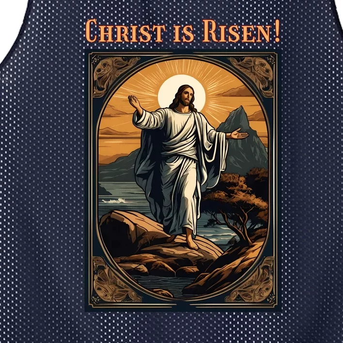 Christian Easter Jesus Christ Is Risen Mesh Reversible Basketball Jersey Tank