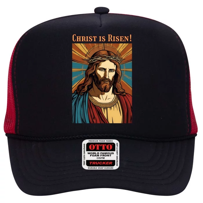 Christian Easter Jesus Christ Is Risen High Crown Mesh Trucker Hat