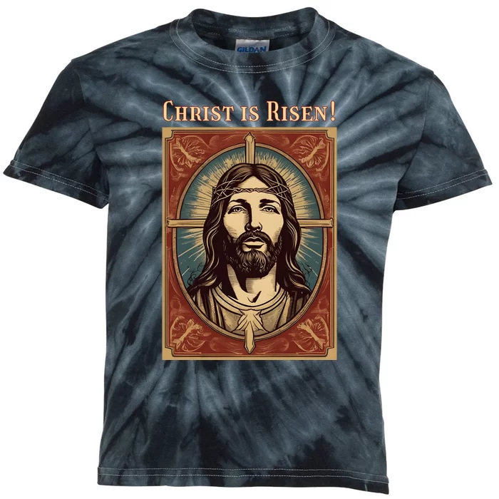 Christian Easter Jesus Christ Is Risen Kids Tie-Dye T-Shirt