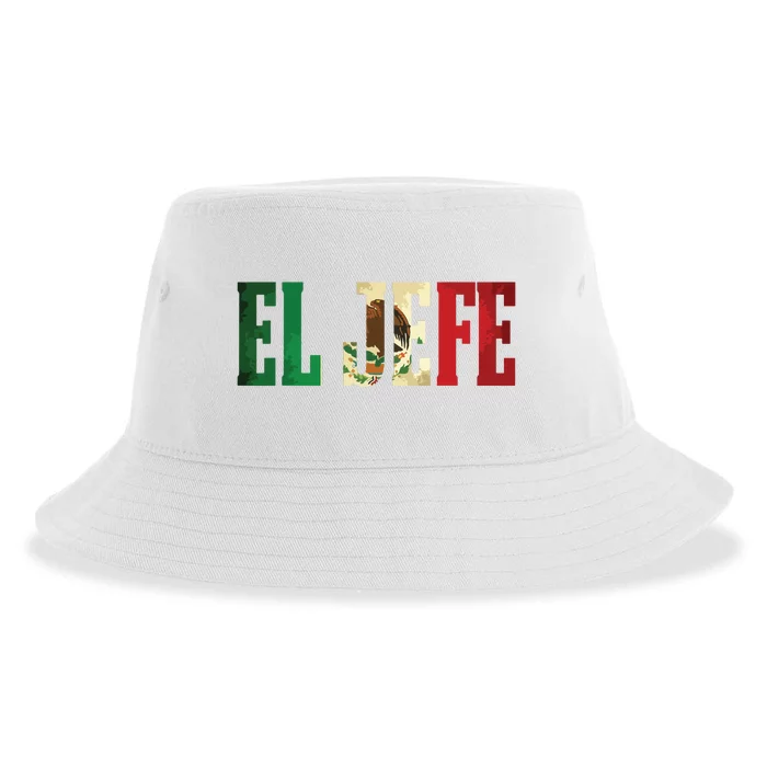 Cool EL JEFE Mexican Mexican Flag For Sustainable Bucket Hat