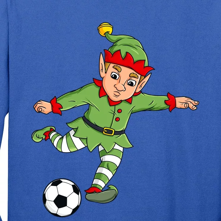 Christmas Elf Kicking Soccer Ball Funny Boys Girls Xmas Gift Tall Long Sleeve T-Shirt