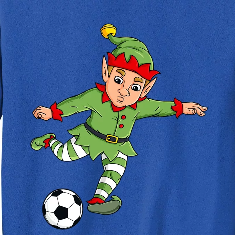 Christmas Elf Kicking Soccer Ball Funny Boys Girls Xmas Gift Tall Sweatshirt