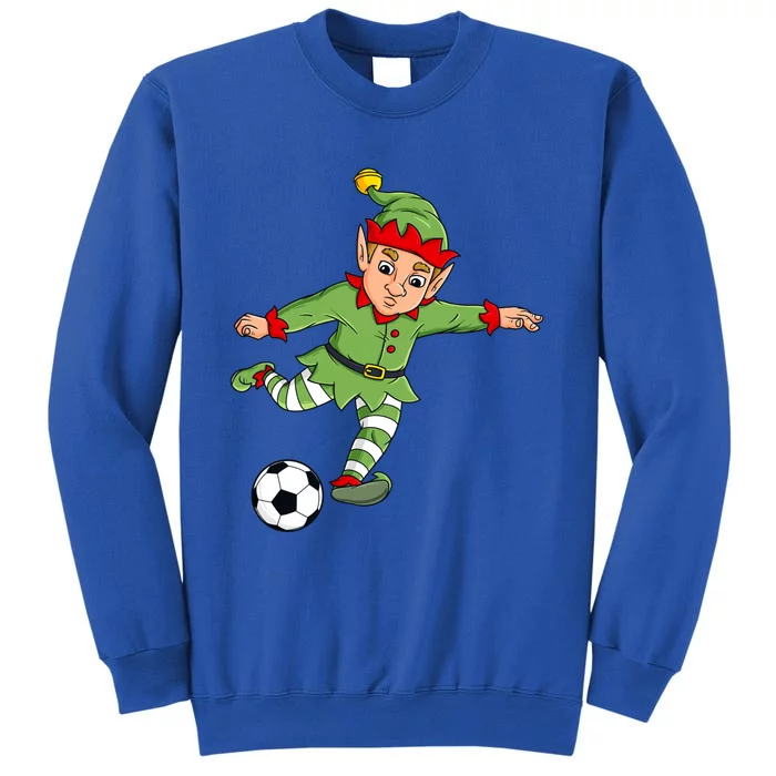 Christmas Elf Kicking Soccer Ball Funny Boys Girls Xmas Gift Tall Sweatshirt