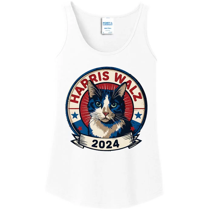 Cat Election Kamala Harris Tim Waltz Ladies Essential Tank