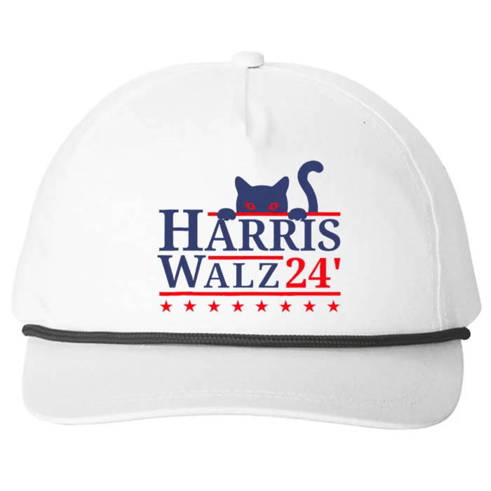 Cat Election Kamala Harris Tim Walz 2024 Snapback Five-Panel Rope Hat