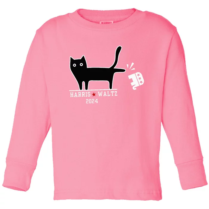 Cat Election Kamala Harris Tim Waltz Toddler Long Sleeve Shirt