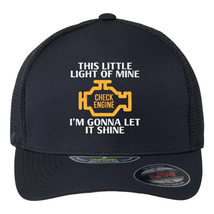 Check Engine Light Shine Funny Car Auto Mechanic Garage Flexfit Unipanel Trucker Cap