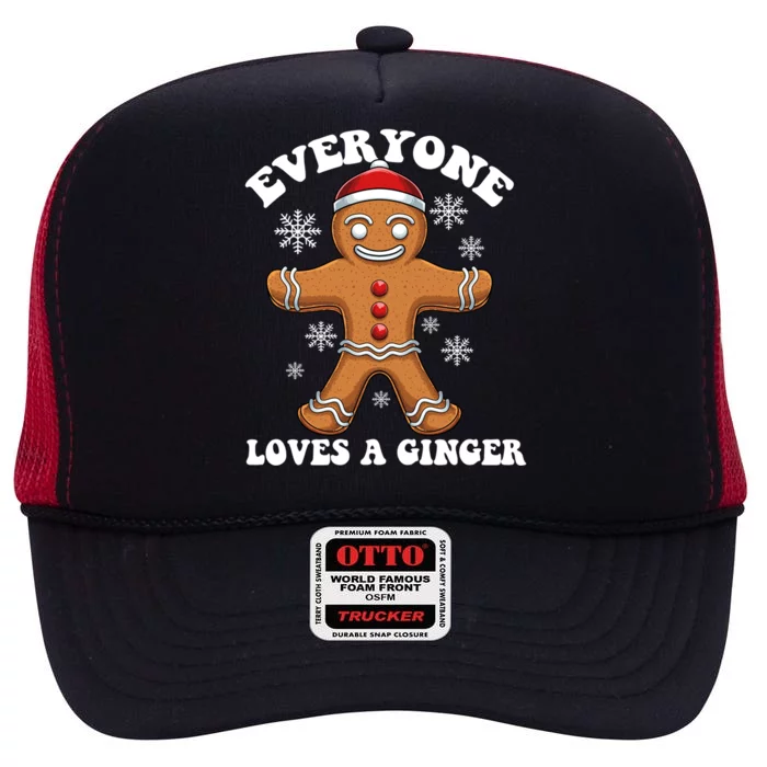 Christmas Everyone Loves A Ginger Funny Holiday Print Gift High Crown Mesh Trucker Hat