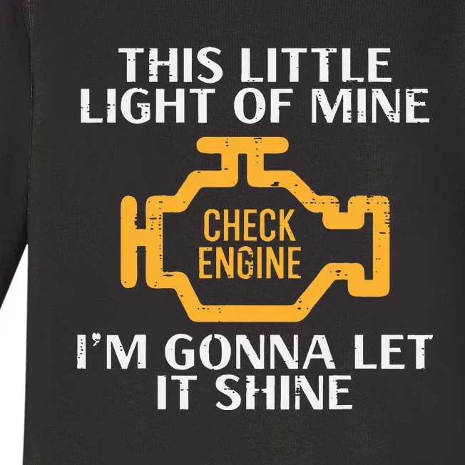 Check Engine Light Shine Car Auto Mechanic Garage Baby Long Sleeve Bodysuit