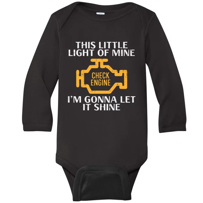 Check Engine Light Shine Car Auto Mechanic Garage Baby Long Sleeve Bodysuit