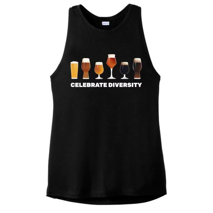 Celebrate Diversity beer Funny Ladies Tri-Blend Wicking Tank