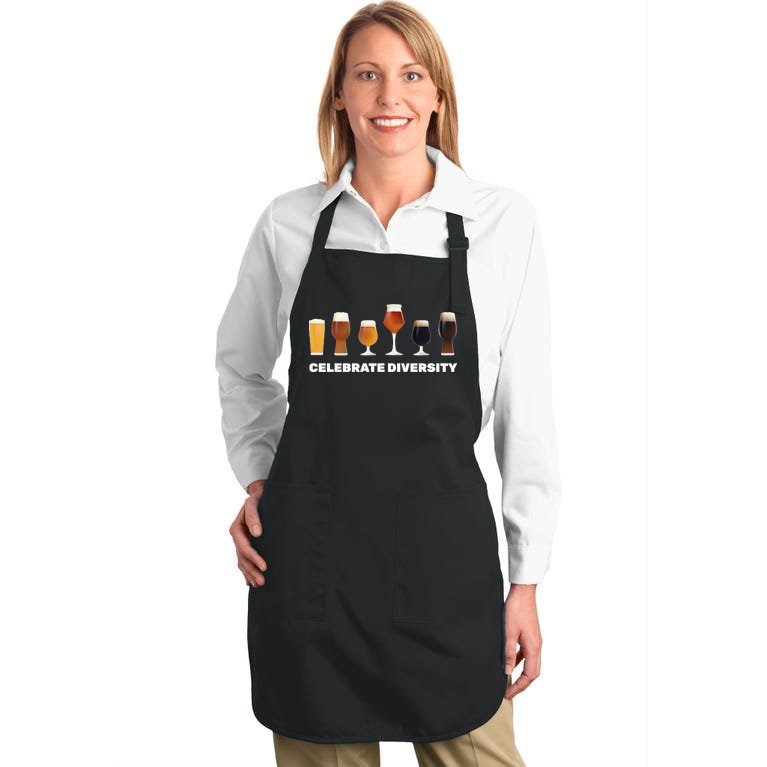 Celebrate Diversity beer Funny Full-Length Apron With Pockets