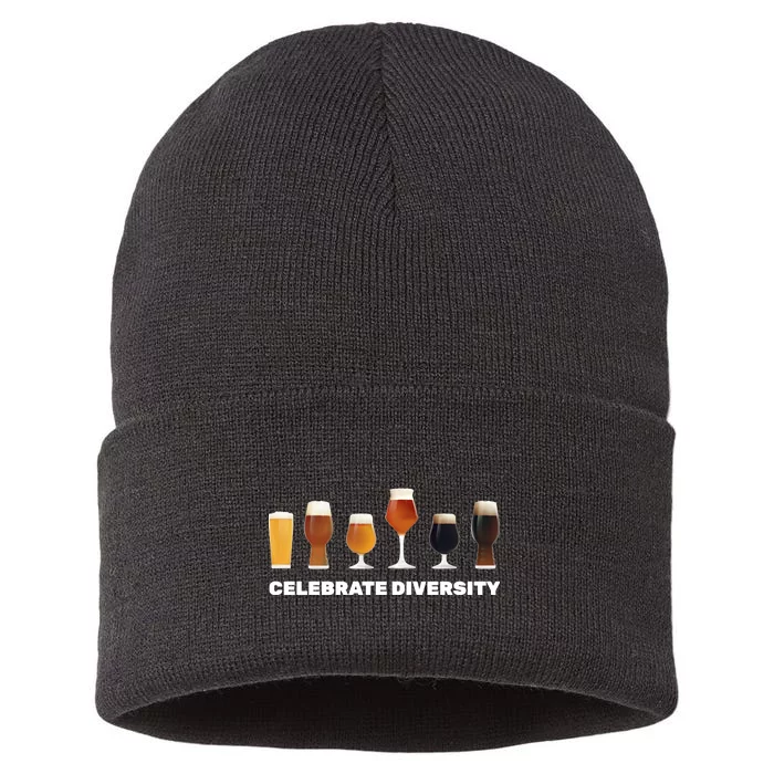 Celebrate Diversity beer Funny Sustainable Knit Beanie