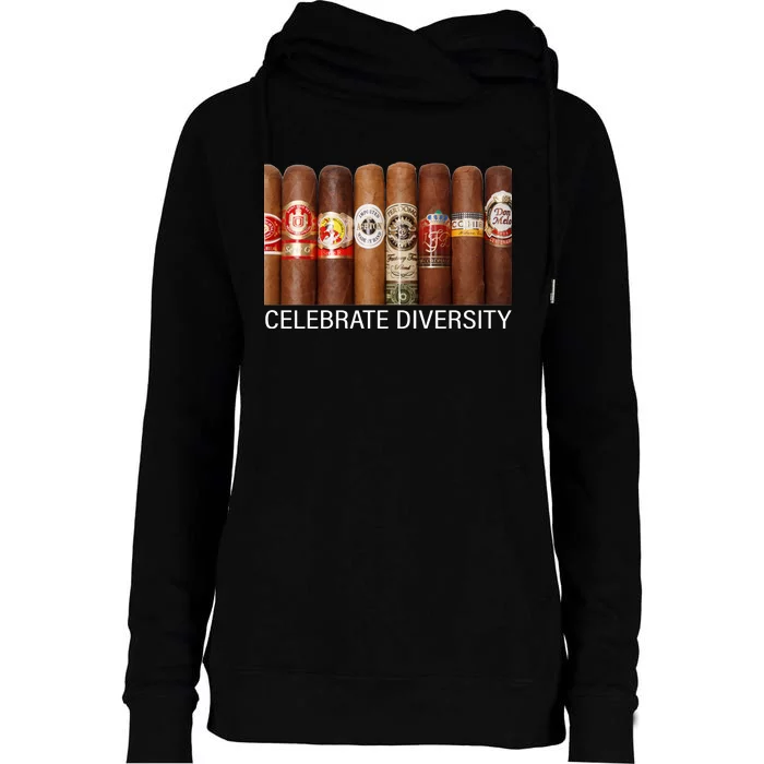 Celebrate Diversity Cigars Womens Funnel Neck Pullover Hood