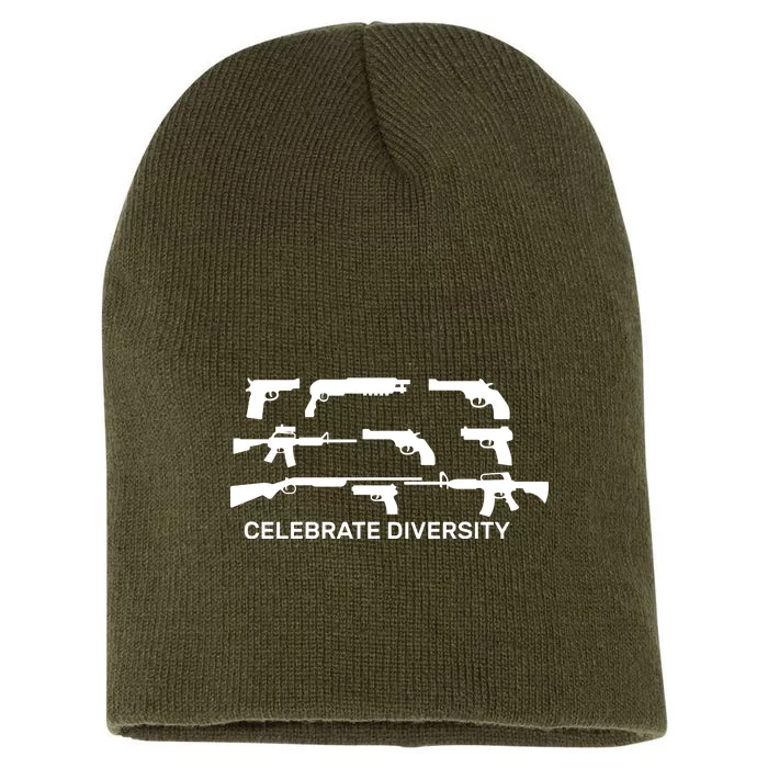 Celebrate Diversity Guns Short Acrylic Beanie