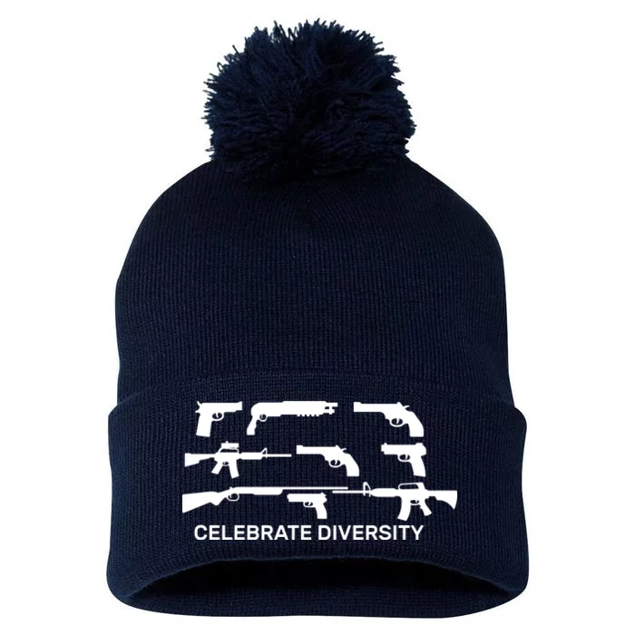 Celebrate Diversity Guns Pom Pom 12in Knit Beanie