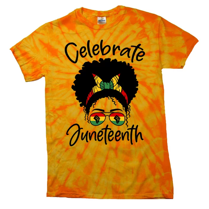 Celebrate Juneteenth Afro Bandana Traditional Colors Tie-Dye T-Shirt