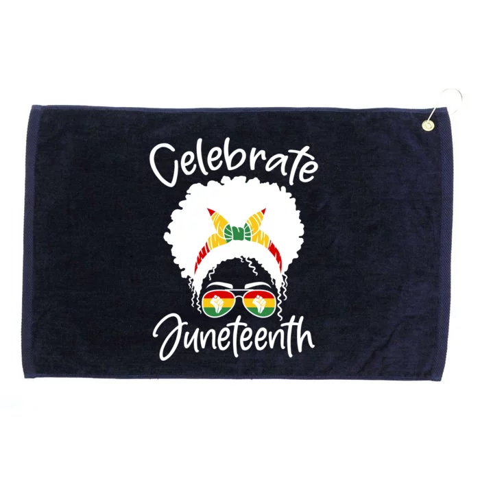 Celebrate Juneteenth Afro Bandana Traditional Colors Grommeted Golf Towel