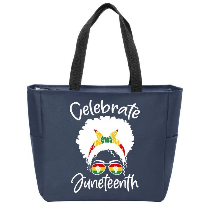 Celebrate Juneteenth Afro Bandana Traditional Colors Zip Tote Bag