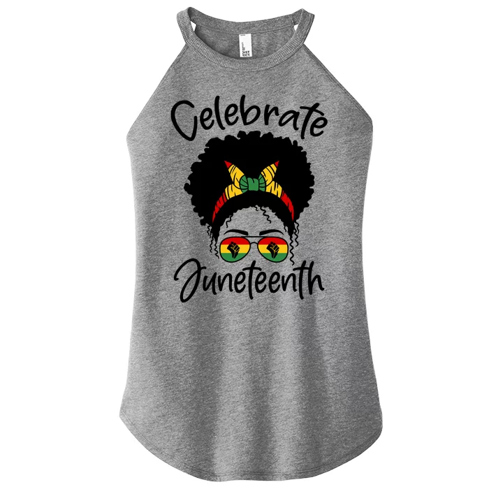 Celebrate Juneteenth Afro Bandana Traditional Colors Women’s Perfect Tri Rocker Tank