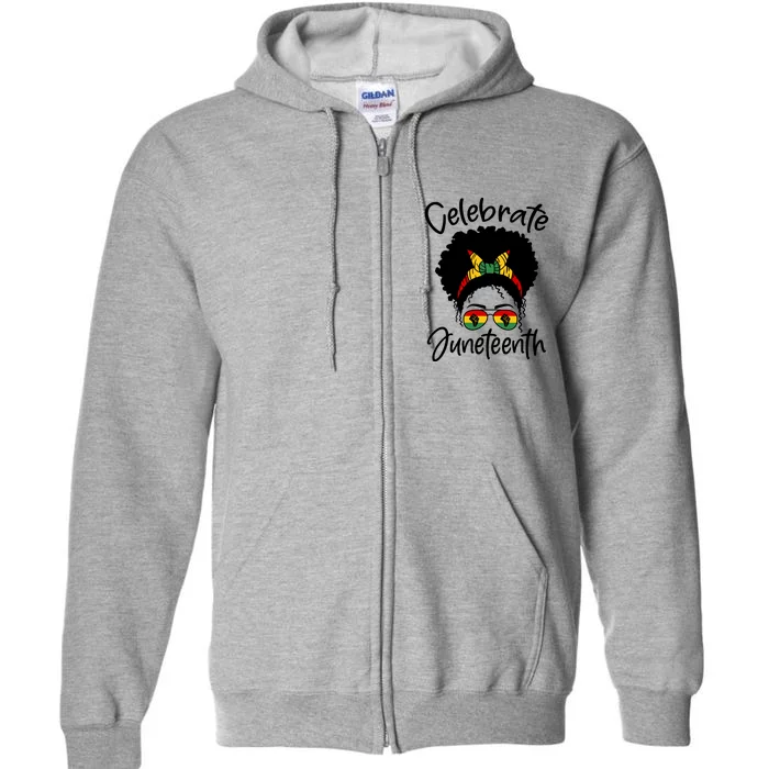 Celebrate Juneteenth Afro Bandana Traditional Colors Full Zip Hoodie