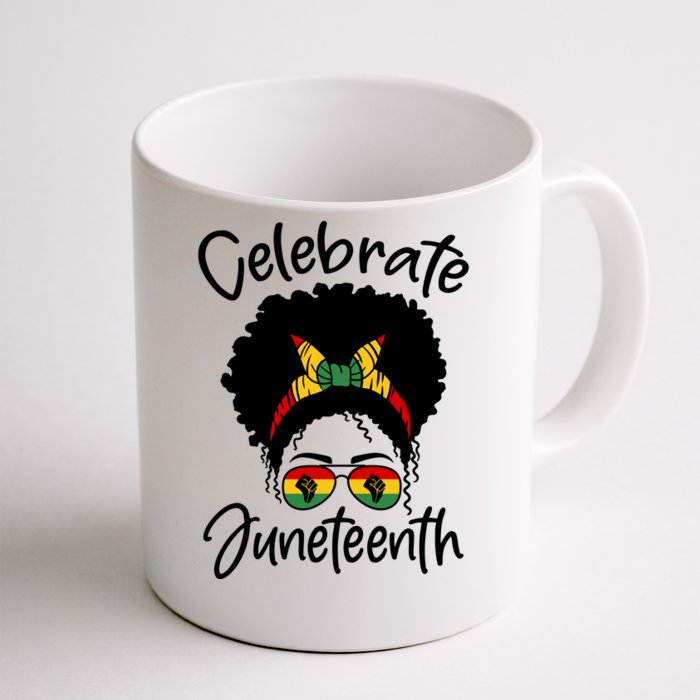 Celebrate Juneteenth Afro Bandana Traditional Colors Front & Back Coffee Mug