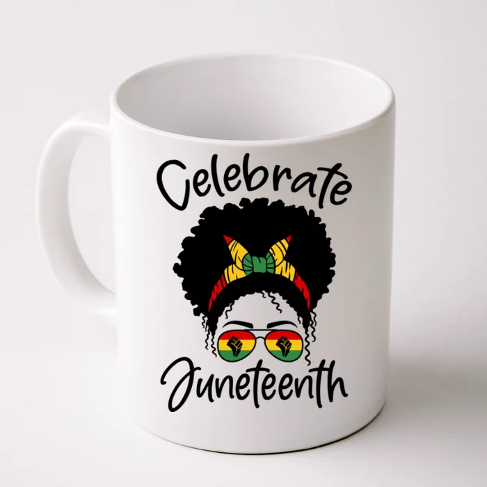 Celebrate Juneteenth Afro Bandana Traditional Colors Front & Back Coffee Mug