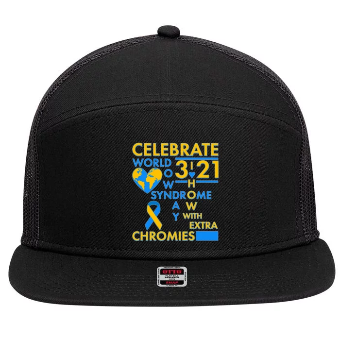 Celebrate World Down Syndrome Day I Love Homies With Extra Chromies 7 Panel Mesh Trucker Snapback Hat