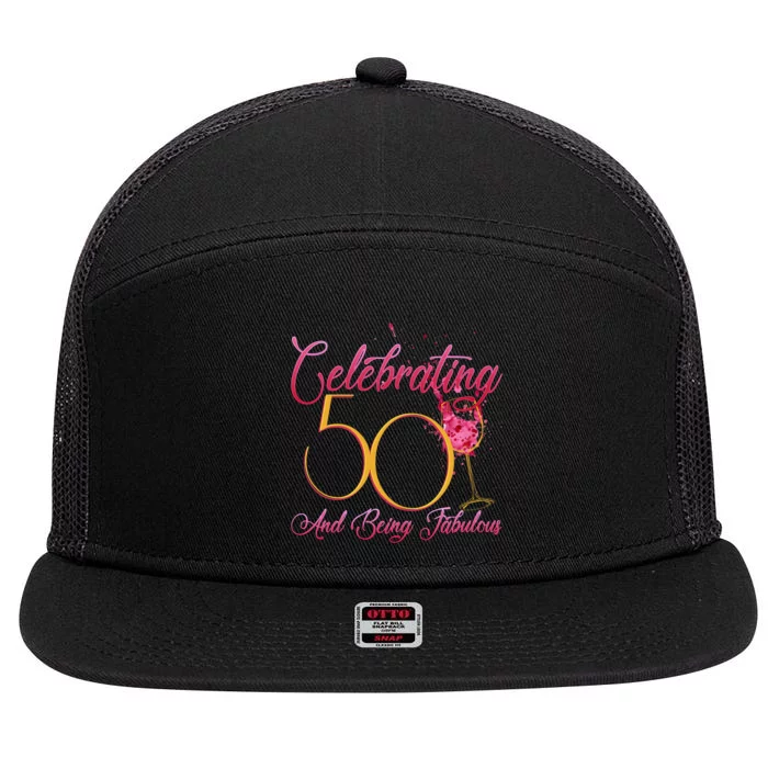 Celebrating 50 And Being Fabulous 7 Panel Mesh Trucker Snapback Hat