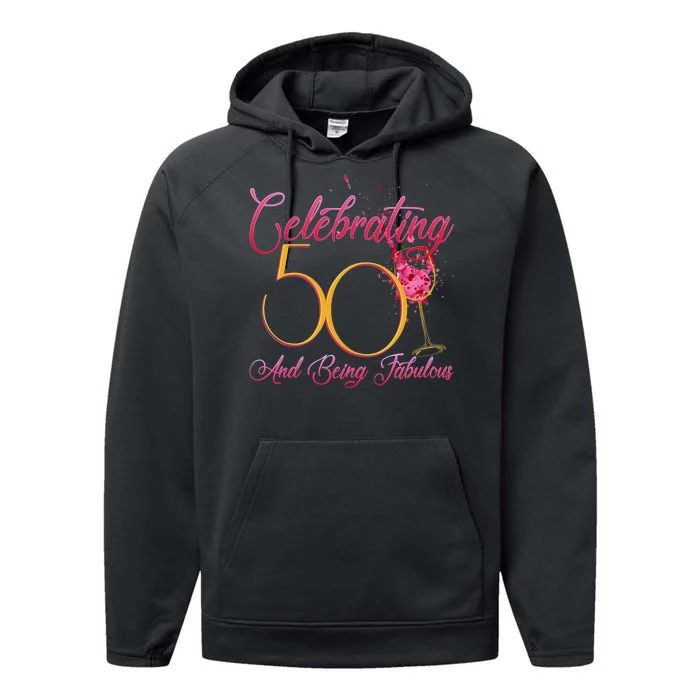 Celebrating 50 And Being Fabulous Performance Fleece Hoodie