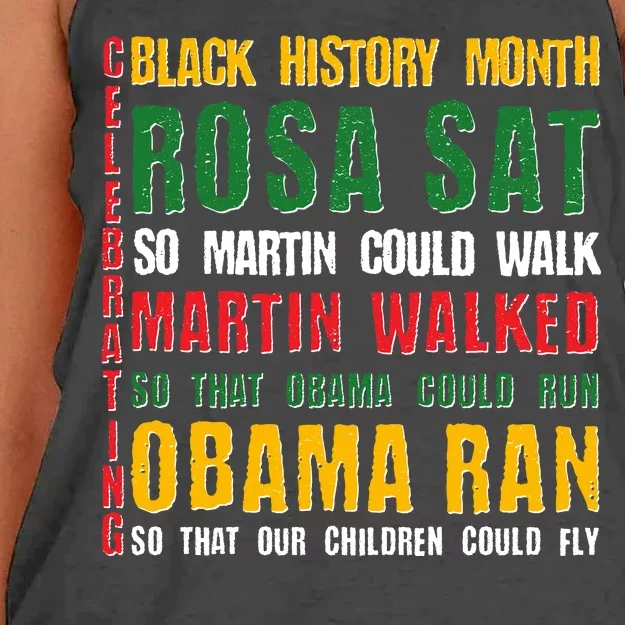 Celebrating Black History Month Rosa Martin Obama Women's Knotted Racerback Tank