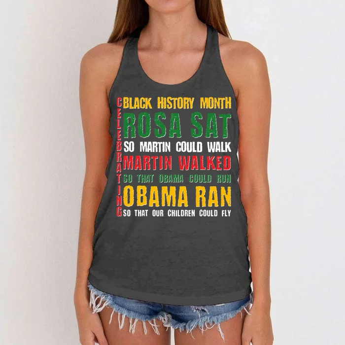 Celebrating Black History Month Rosa Martin Obama Women's Knotted Racerback Tank