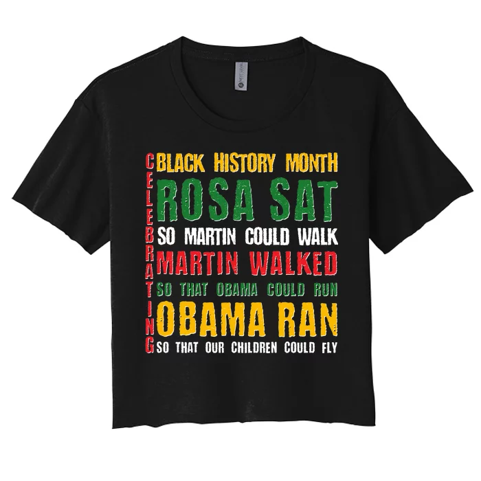 Celebrating Black History Month Rosa Martin Obama Women's Crop Top Tee