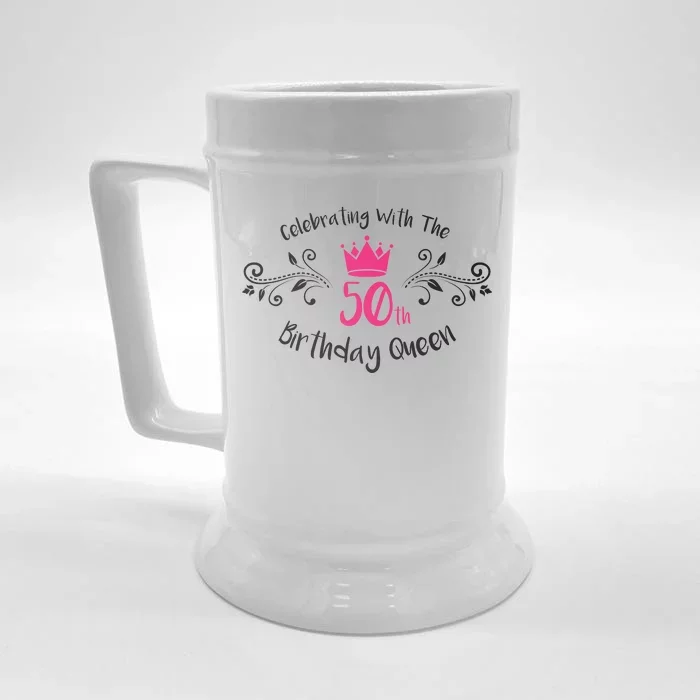 Celebrating With The 50th Birthday Queen Front & Back Beer Stein