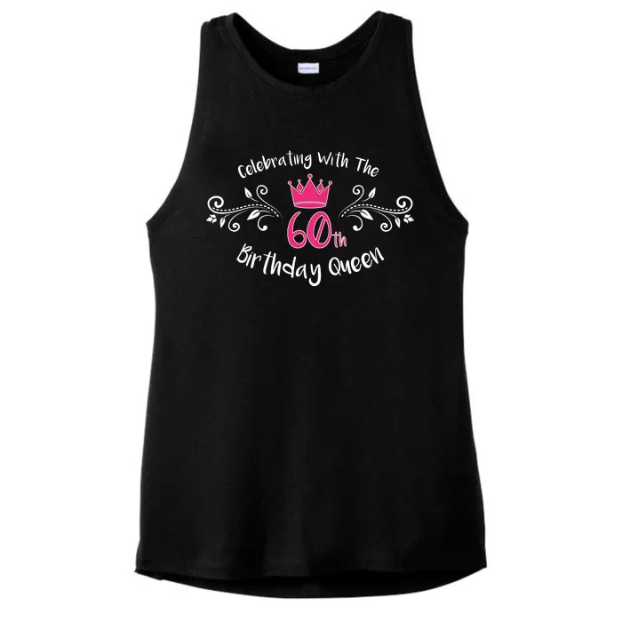 Celebrating With The 60th Birthday Queen Ladies Tri-Blend Wicking Tank