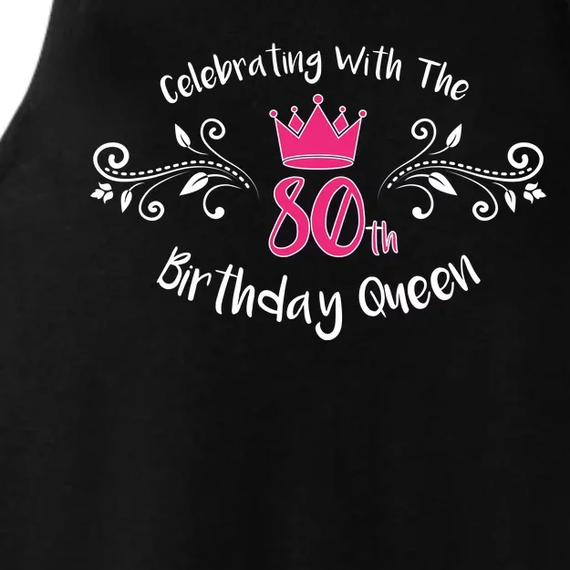 Celebrating With The 80th Birthday Queen Ladies Tri-Blend Wicking Tank