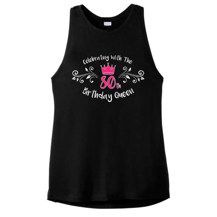 Celebrating With The 80th Birthday Queen Ladies Tri-Blend Wicking Tank