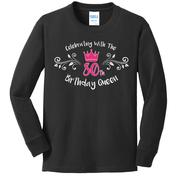 Celebrating With The 80th Birthday Queen Kids Long Sleeve Shirt