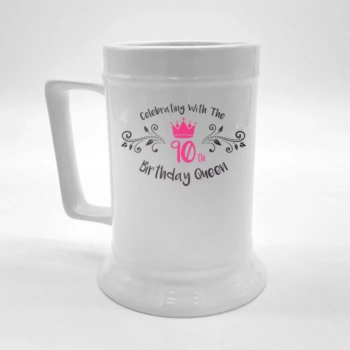 Celebrating With The 90th Birthday Queen Front & Back Beer Stein