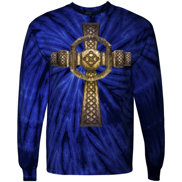 Celtic Irish Cross Tie-Dye Long Sleeve Shirt