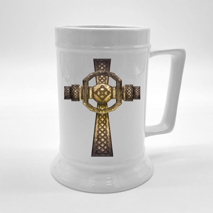 Celtic Irish Cross Front & Back Beer Stein