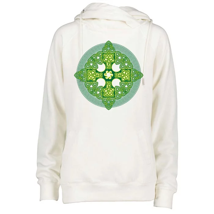 Celtic Knot Cross St. Patrick's Day Womens Funnel Neck Pullover Hood