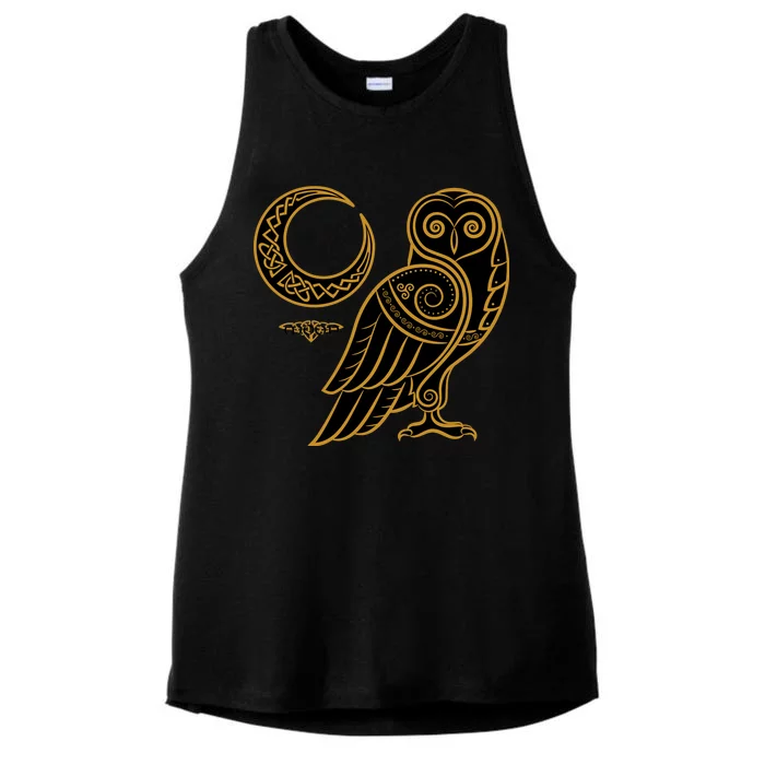 Celtic Knot Moon Owl Ladies Tri-Blend Wicking Tank