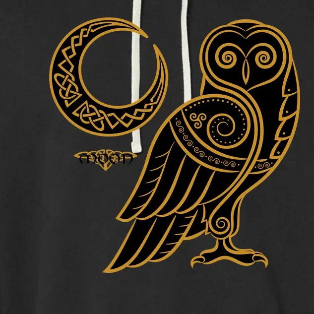 Celtic Knot Moon Owl Garment-Dyed Fleece Hoodie