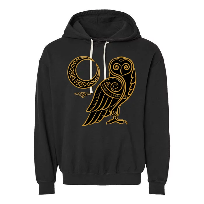 Celtic Knot Moon Owl Garment-Dyed Fleece Hoodie